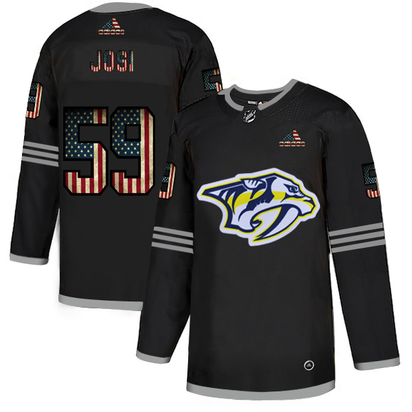 Nashville Predators #59 Roman Josi Adidas Men Black USA Flag Limited NHL Jersey